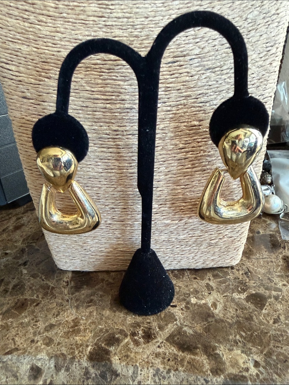 Gold-Tone Drop Earrings clip style flexible